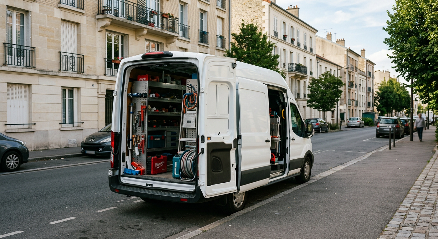 Véhicule Allo Plombier Évry-Courcouronnes en intervention dans l'Essonne 91